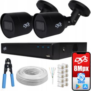 Dvs Zestaw Monitoringu 2 Kamery Ip Czarne 8Mpx 4K Poe