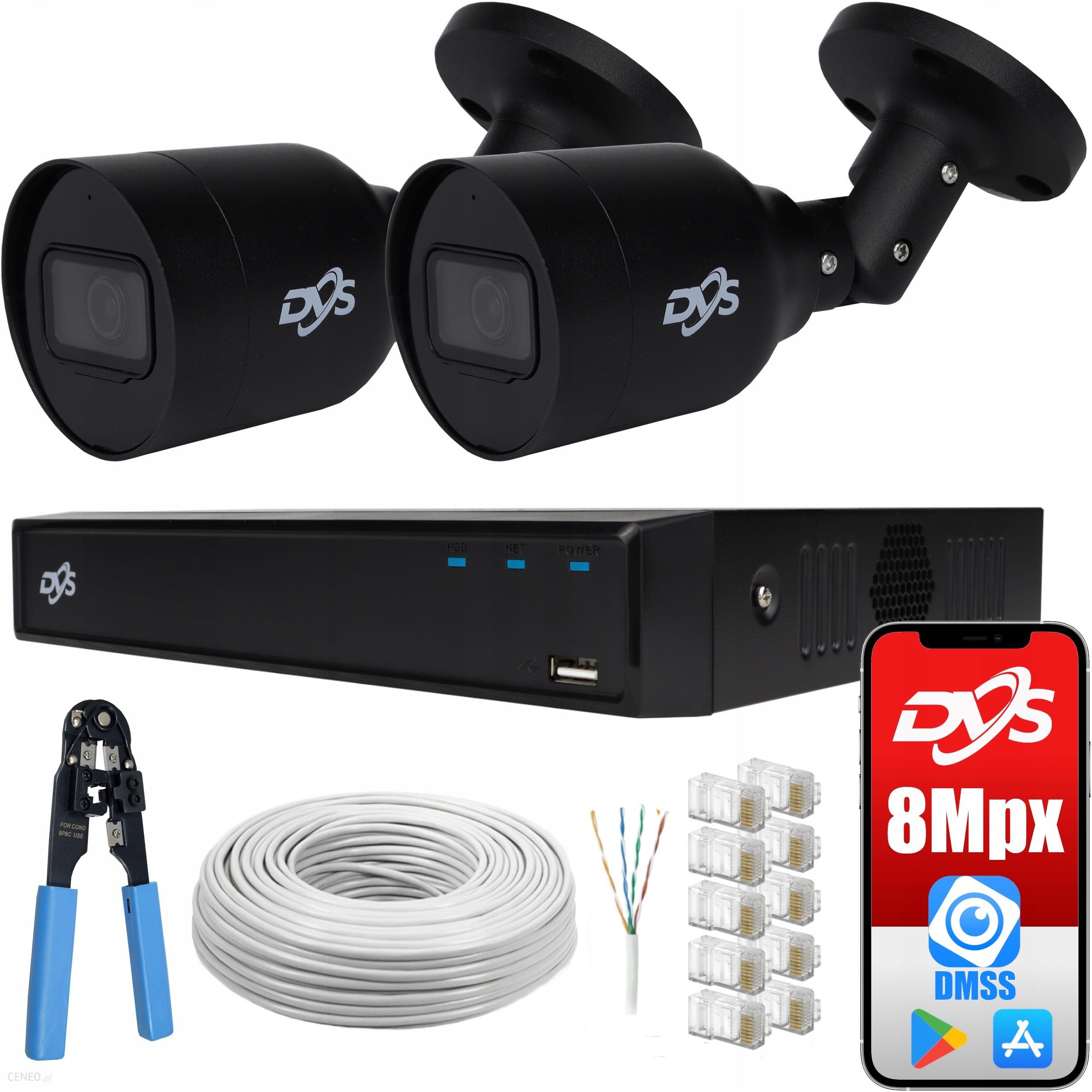 Dvs Zestaw Monitoringu 2 Kamery Ip Czarne 8Mpx 4K Poe